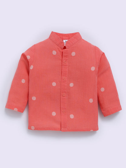 Rust Cotton Floral Full Sleeve Night Suit