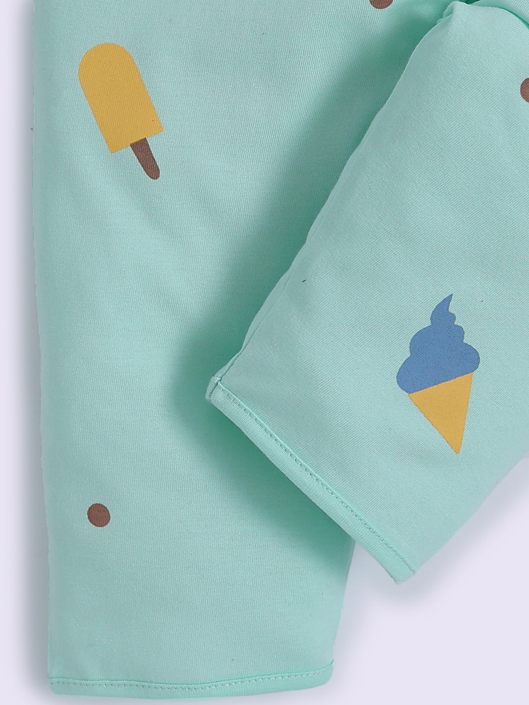 Ice Cream Printed Sea Green Cotton Full Sleeve Night Suit