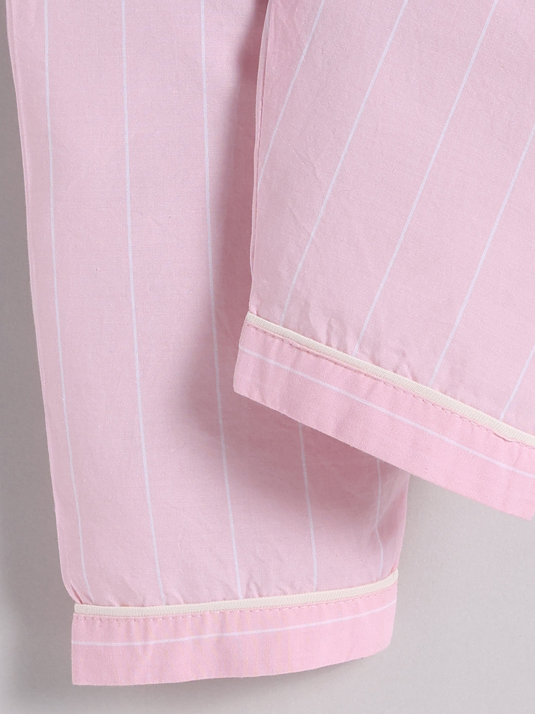 "Cuter Version of Mom" Pink Full Sleeves Striped Nightwear Set