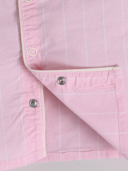 "Cuter Version of Mom" Pink Full Sleeves Striped Nightwear Set
