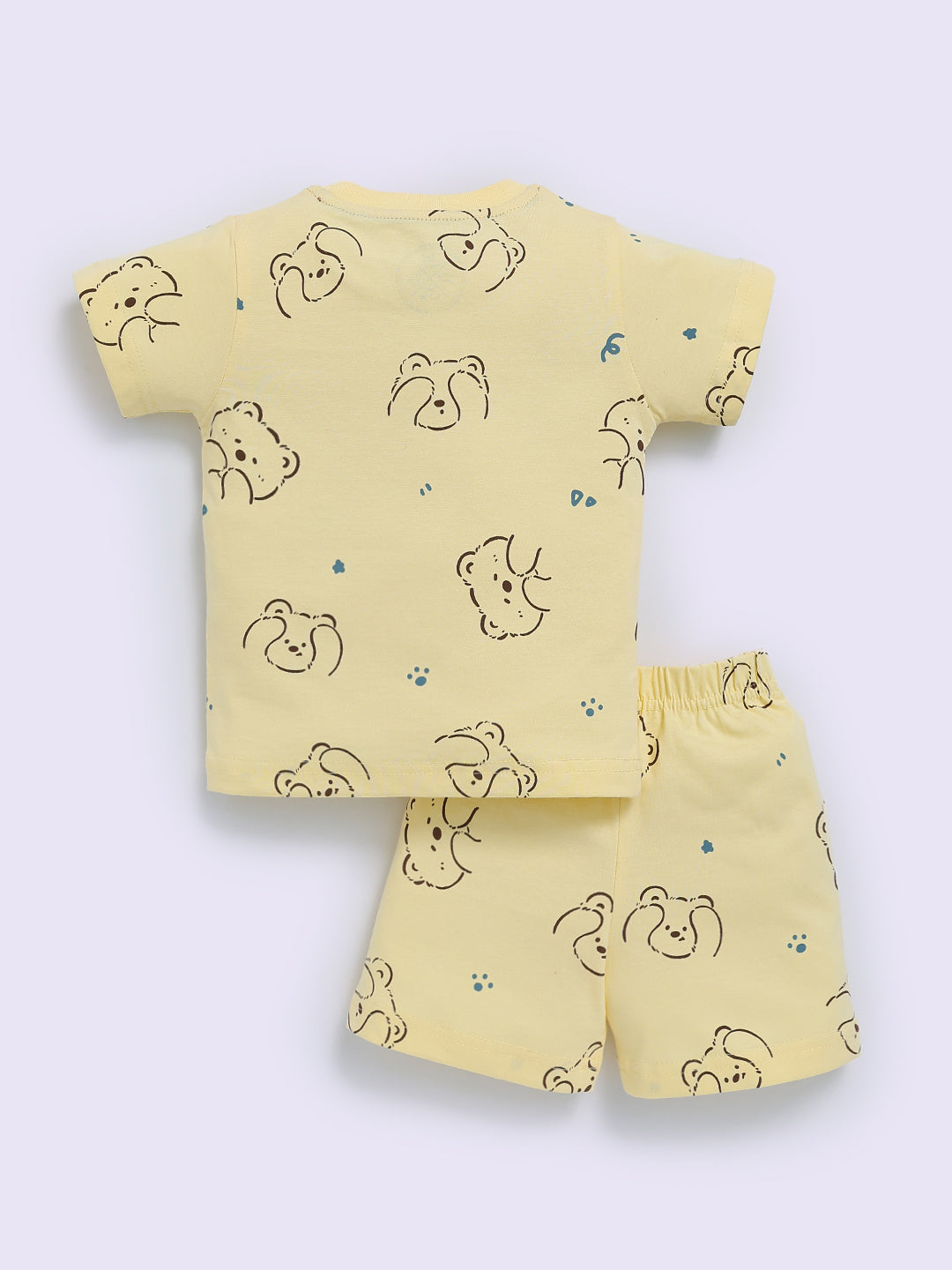 Yellow "Bears" Half Sleeve Cotton Co-ord Set