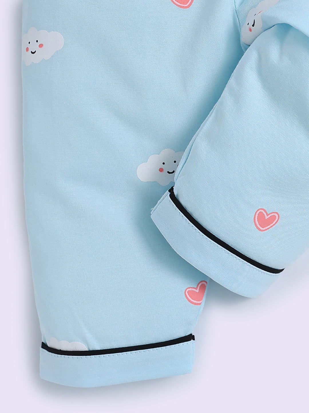 Blue Cotton Graphic Full Sleeve Night Suit