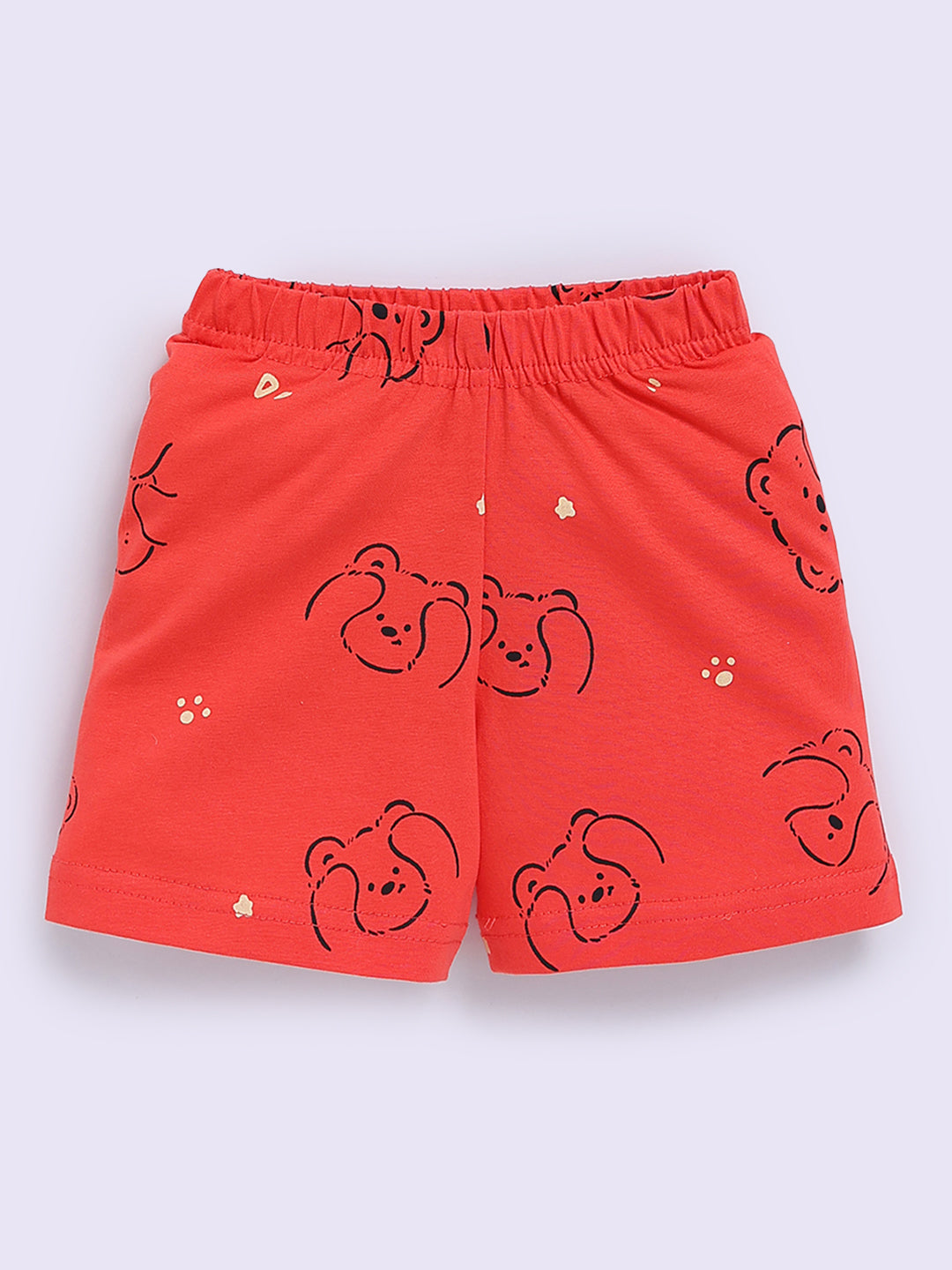 Orange "Bears" Half Sleeve Cotton Co-ord Set