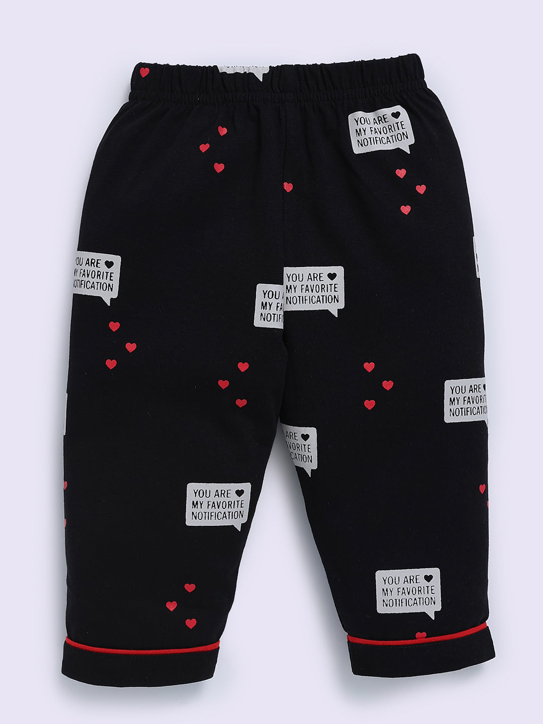 Black Cotton Typography Full Sleeve Night Suit