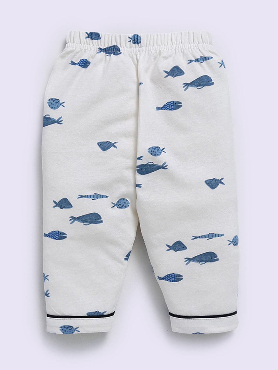 'Sea World' Blue Cotton Half Sleeve Night Suit