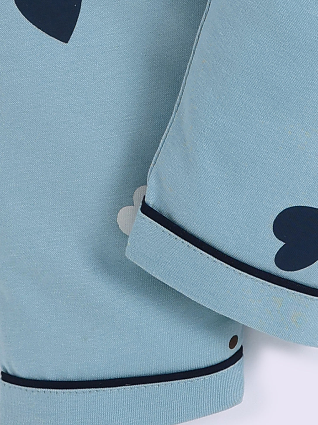 Teal Hearts Print Full Sleeve Night Suit