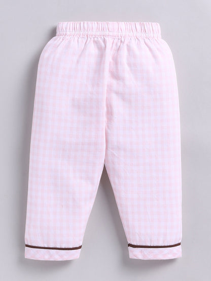 Pink Typography Cotton Full Sleeve Night Suit