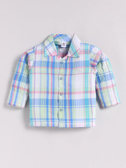 Multi Cotton Checked Full Sleeve Night Suit