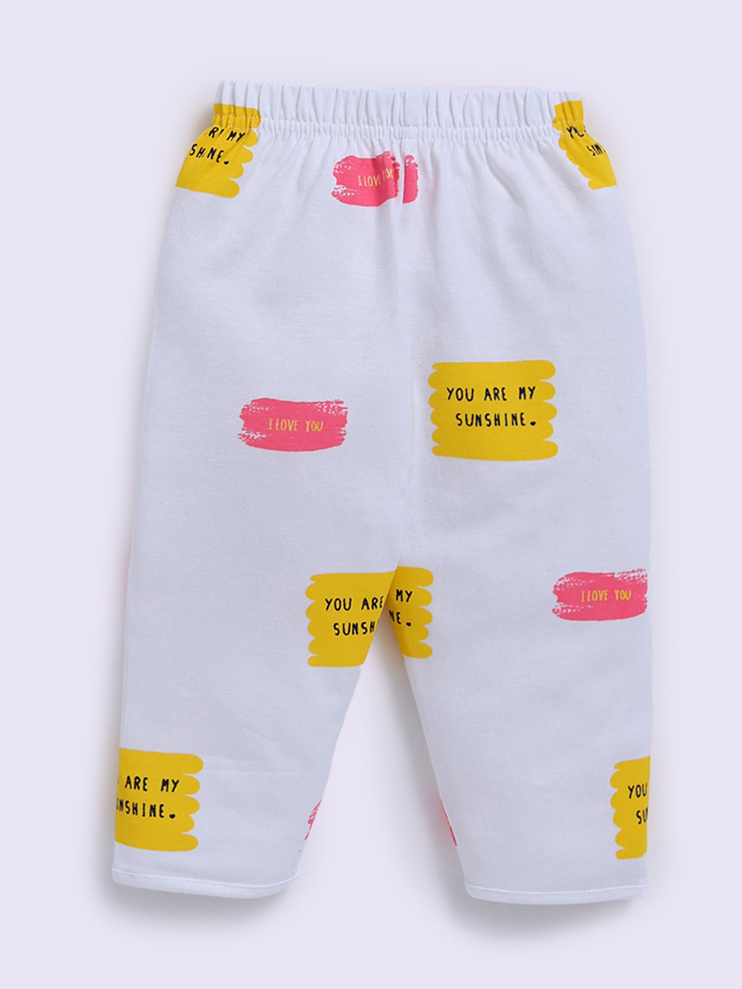White Cotton Typography Full Sleeve Night Suit