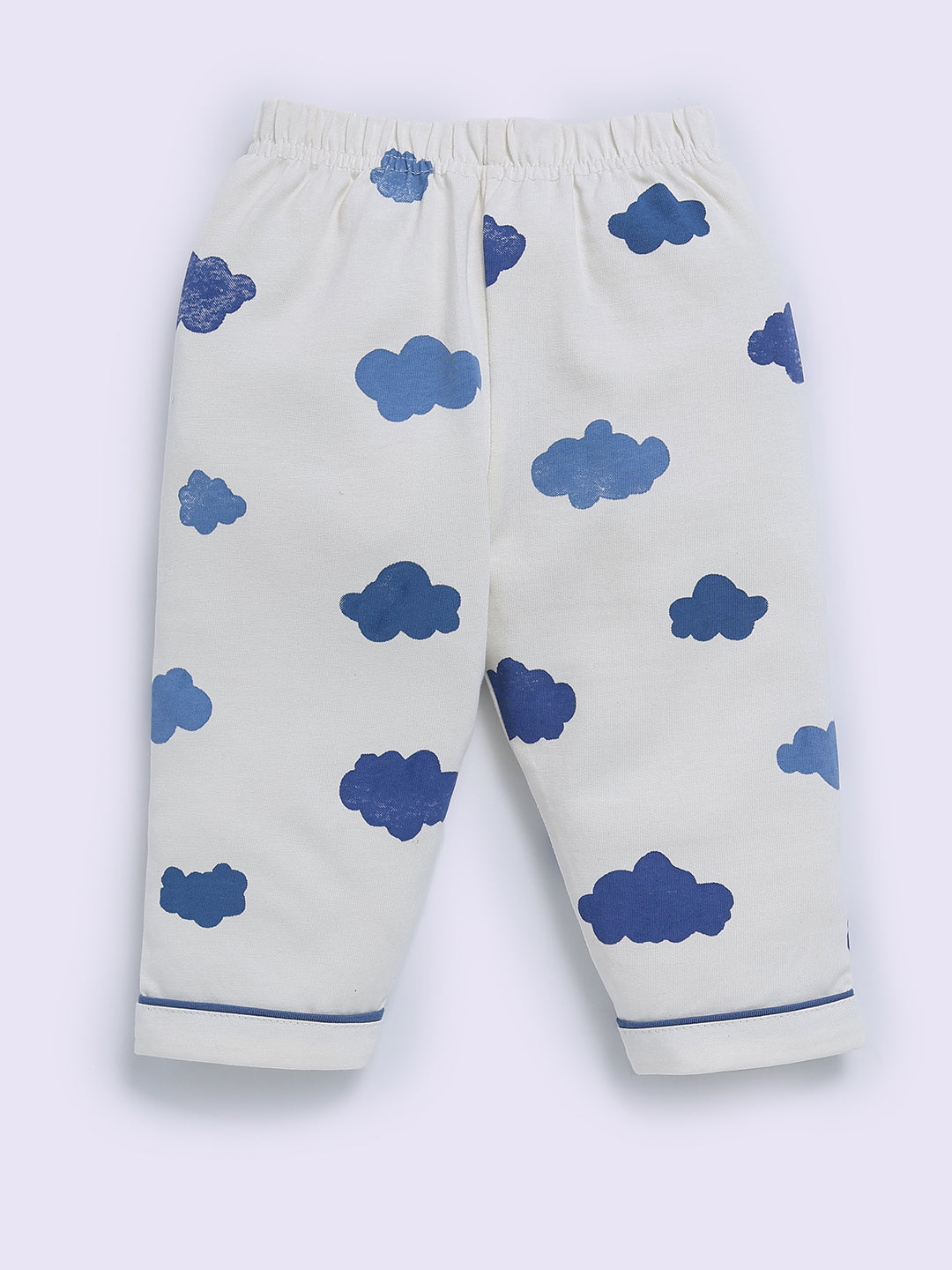 Blue Cotton Cloud Print Full Sleeve Night Suit