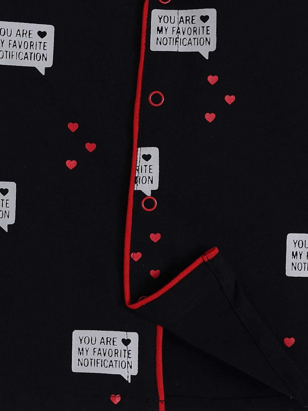 Black Cotton Typography Full Sleeve Night Suit