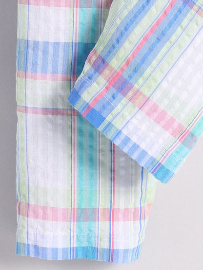 Multi Cotton Checked Full Sleeve Night Suit
