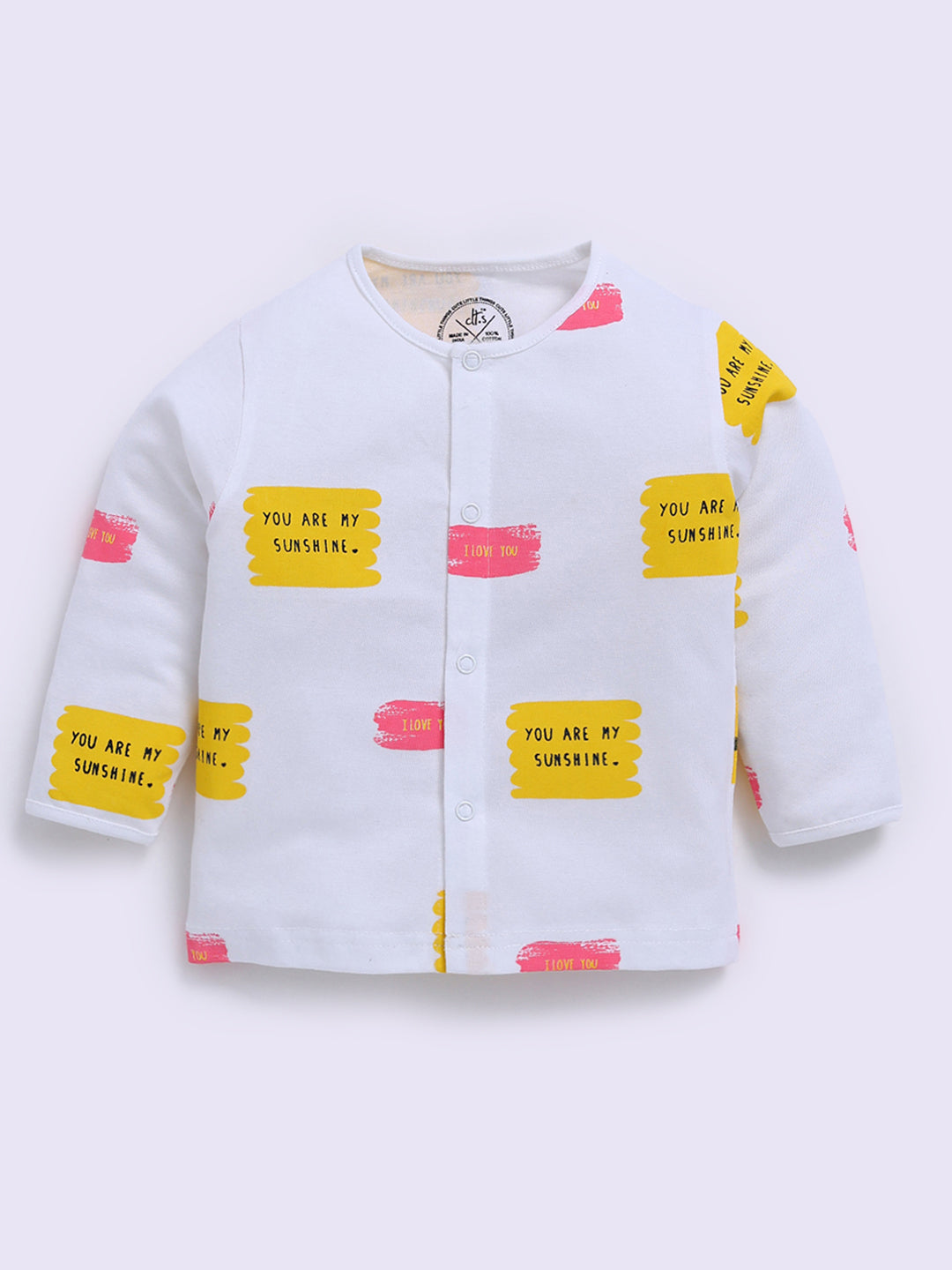 White Cotton Typography Full Sleeve Night Suit