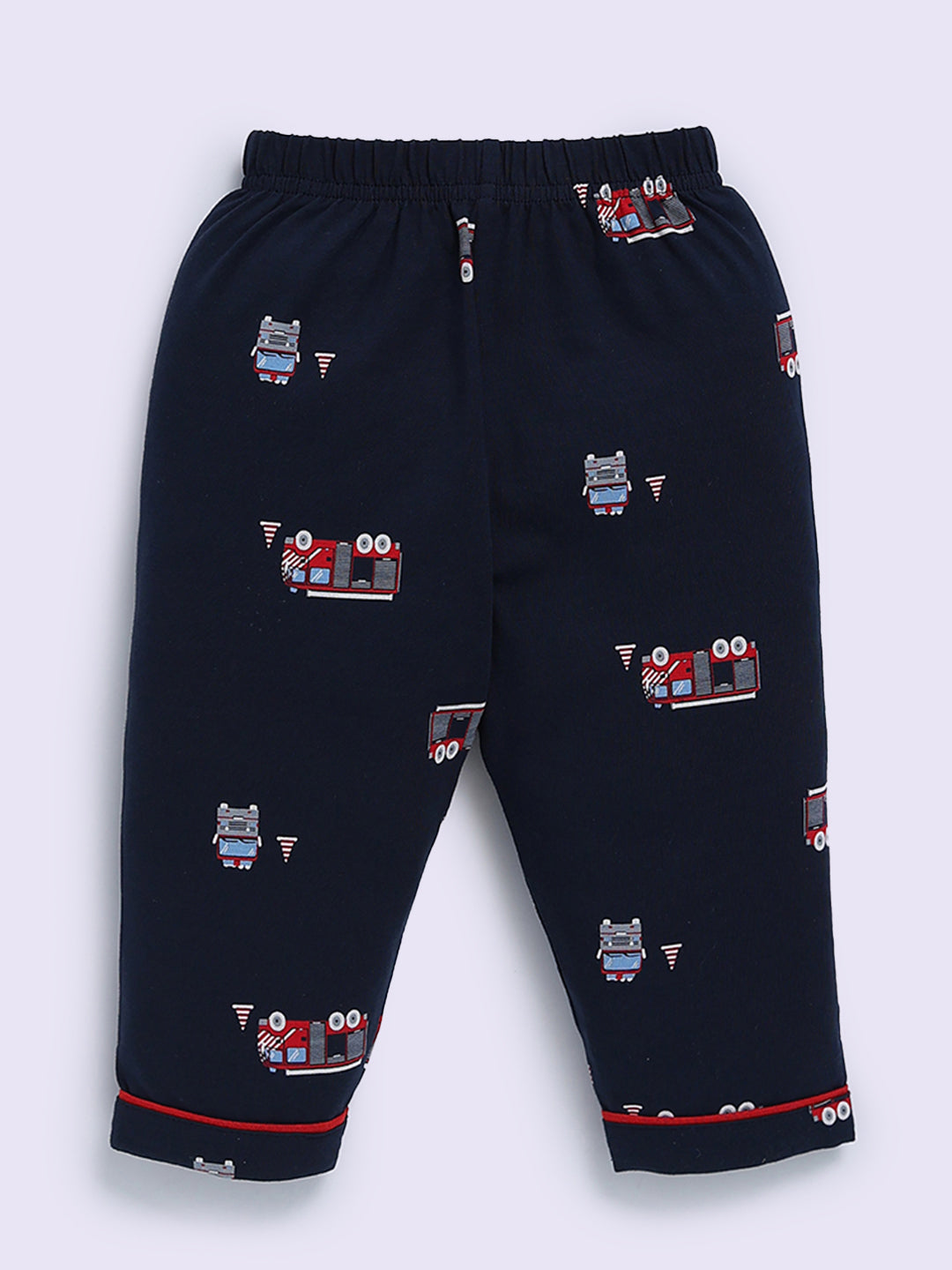 'Vehicles' Blue Cotton Full Sleeve Night Suit