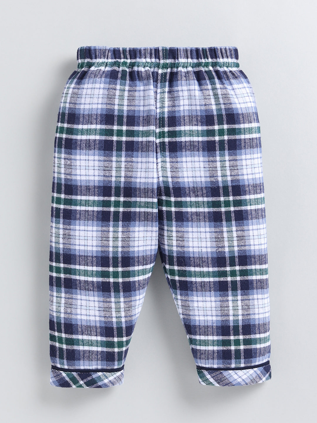 Blue Checked Cotton Full Sleeve Night Suit