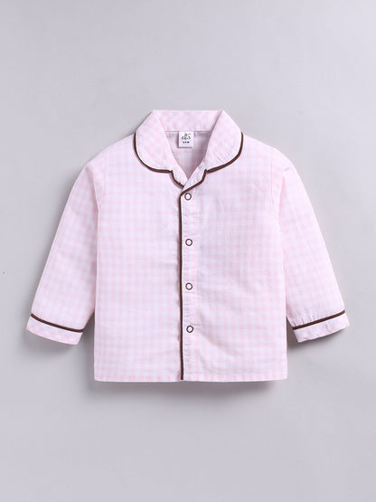 Pink Typography Cotton Full Sleeve Night Suit