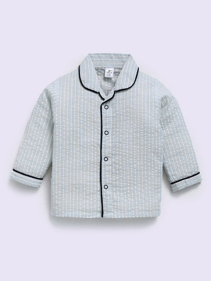 "Cuter version of Dad" Blue Cotton Full Sleeve Night Suit