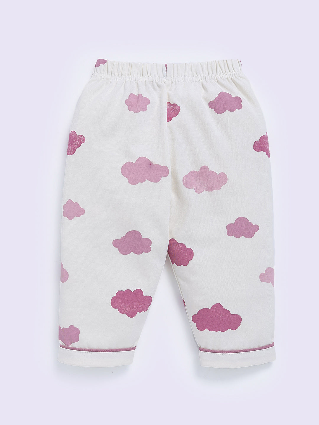 Purple Cotton Cloud Print Full Sleeve Night Suit
