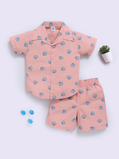 Pink Cotton Graphic Half Sleeve Co-ord Set