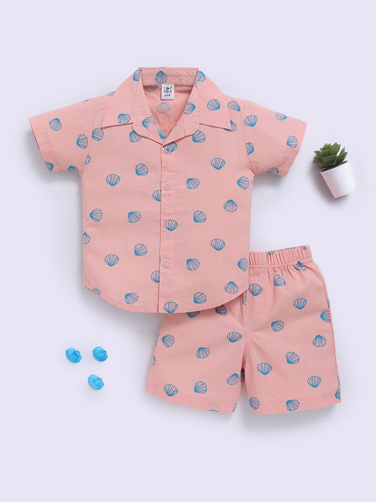 Pink Cotton Graphic Half Sleeve Co-ord Set