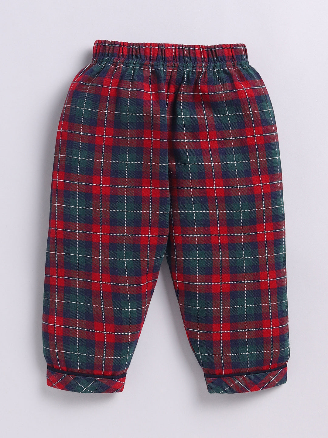 Red Checked Cotton Full Sleeve Night Suit