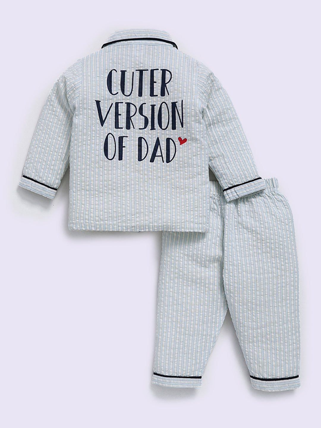 "Cuter version of Dad" Blue Cotton Full Sleeve Night Suit