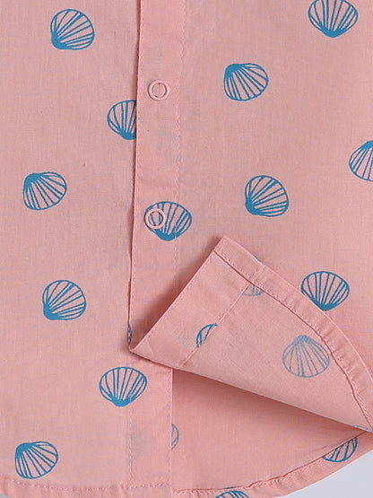 Pink Cotton Graphic Half Sleeve Co-ord Set