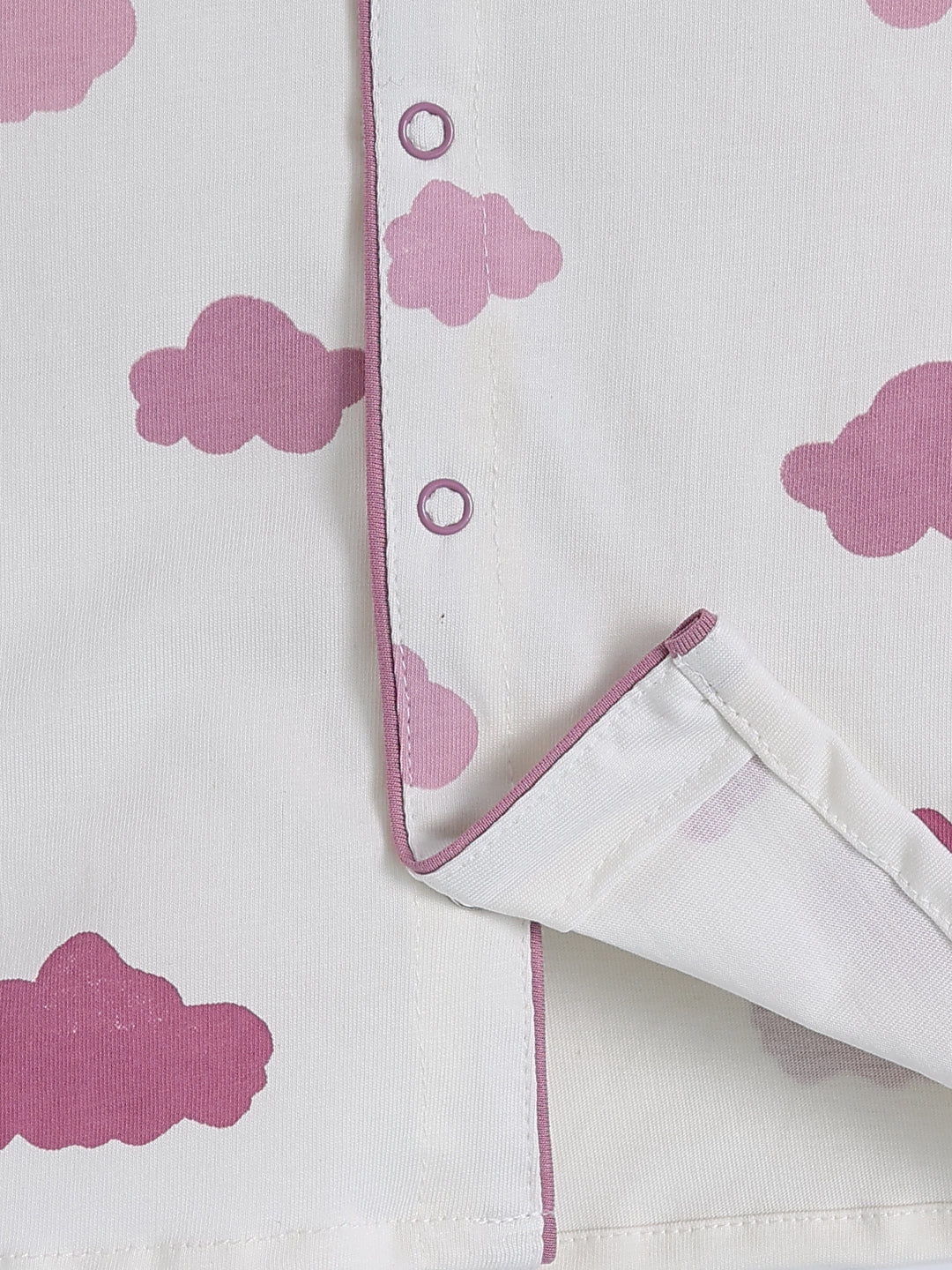 Purple Cotton Cloud Print Full Sleeve Night Suit