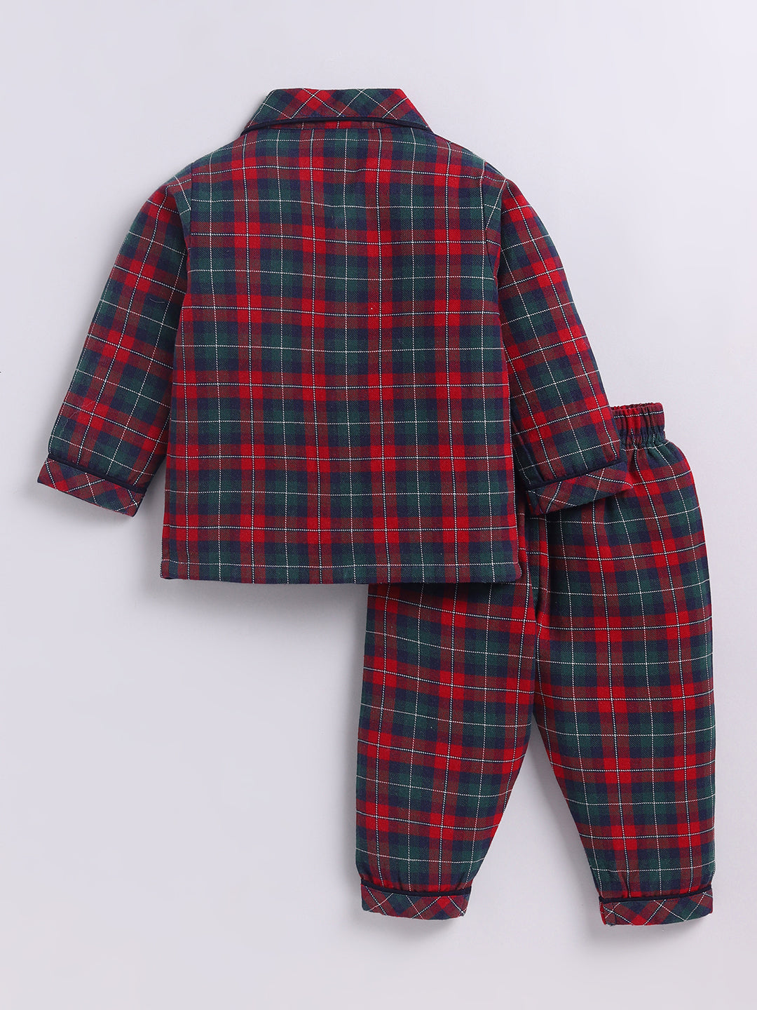 Red Checked Cotton Full Sleeve Night Suit