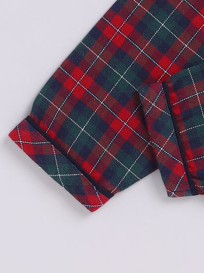 Red Checked Cotton Full Sleeve Night Suit