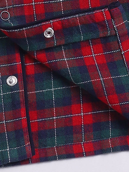 Red Checked Cotton Full Sleeve Night Suit