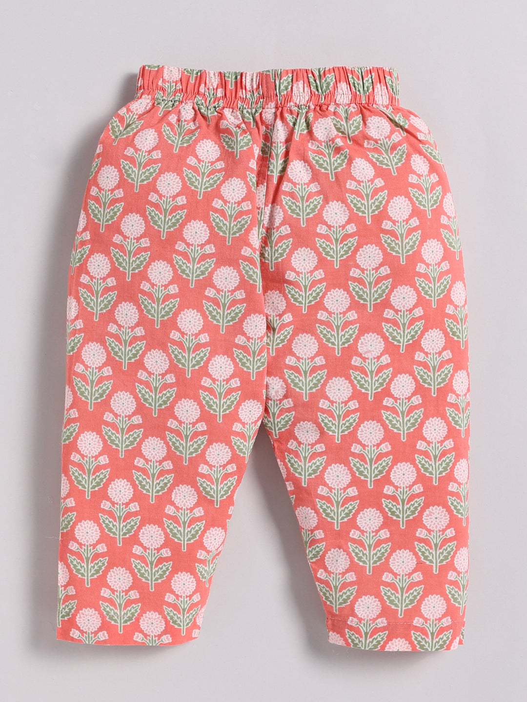 Coral Cotton Floral Full Sleeve Kurta Pyjama