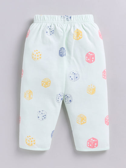 Sea Green Graphic Cotton Full Sleeve Night Suit