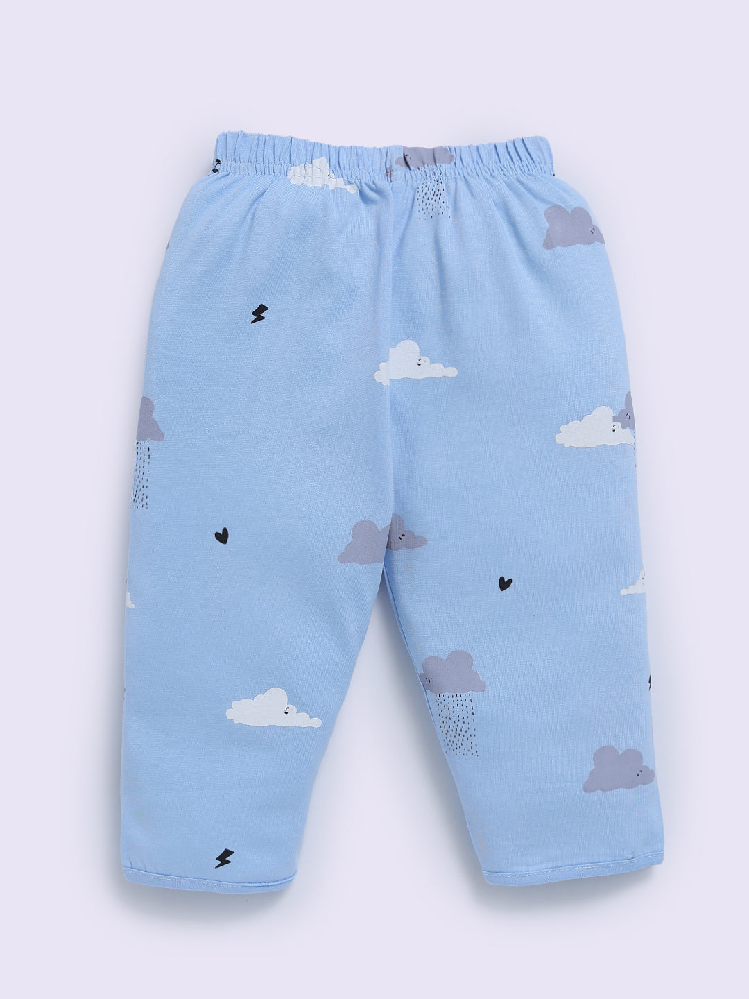 'Clouds' Blue Cotton Full Sleeve Night Suit