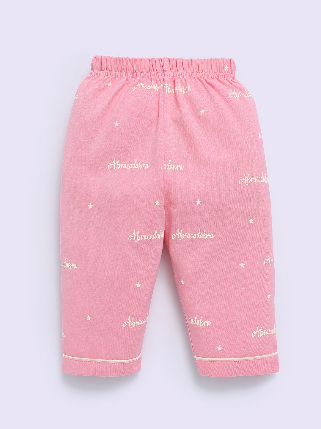 Pink Cotton Typography Full Sleeve Night Suit