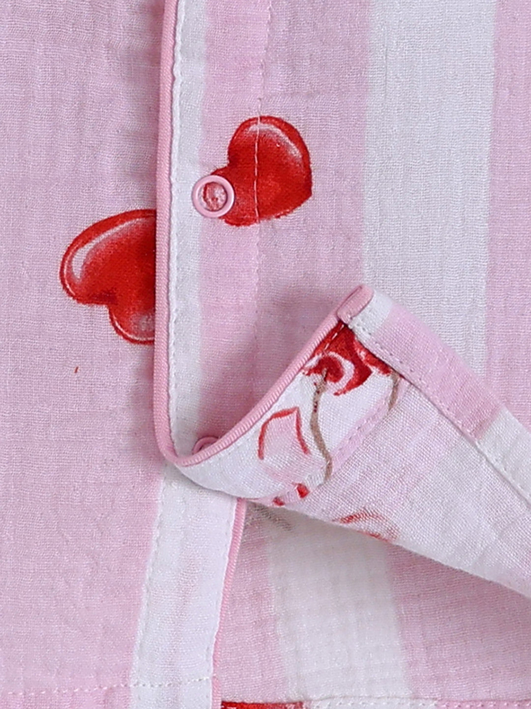 "Cherries" Pink Full Sleeves Cotton Nightwear Set