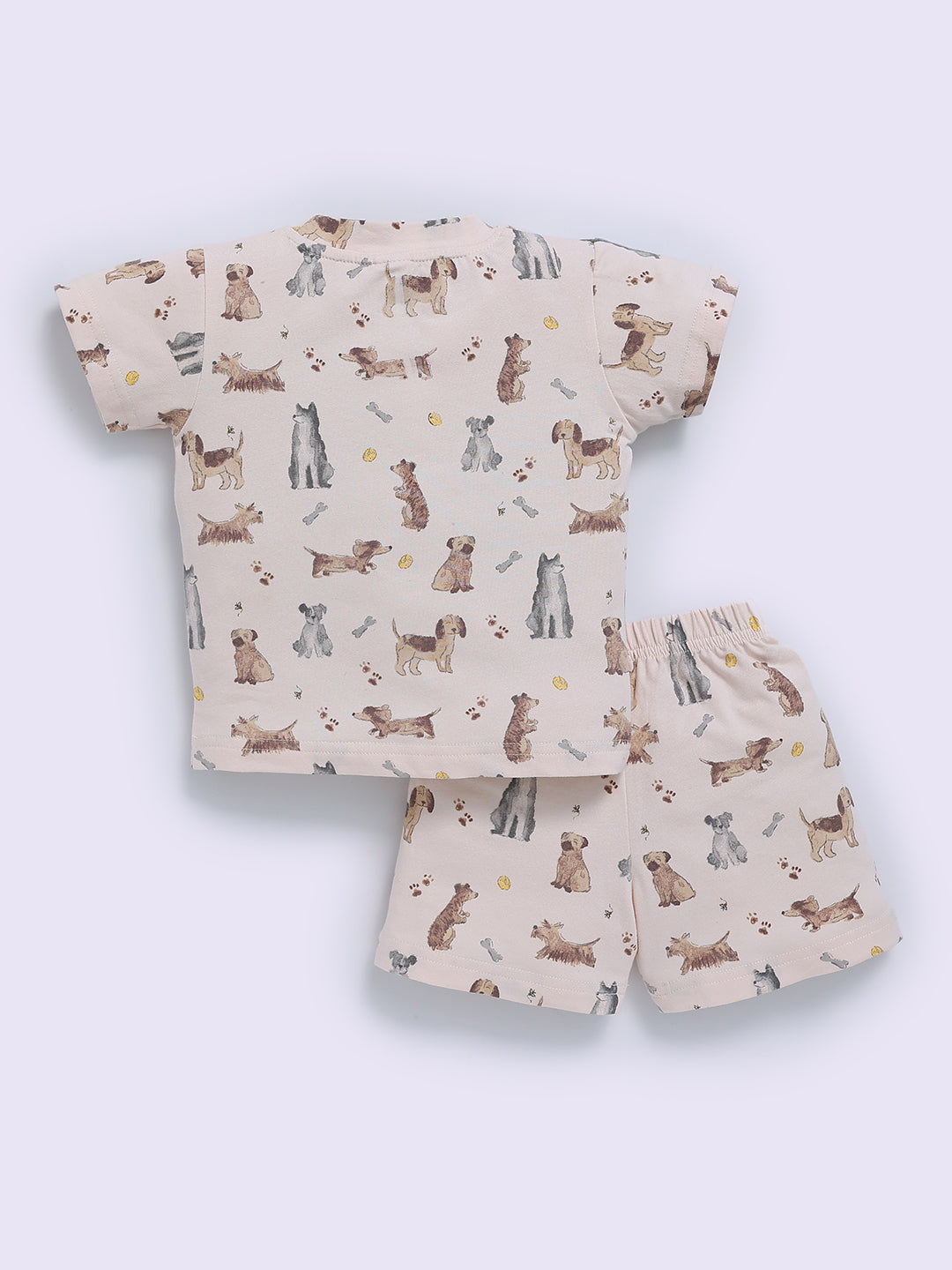 Peach Cotton Animal Print Half Sleeve Co-ord Set