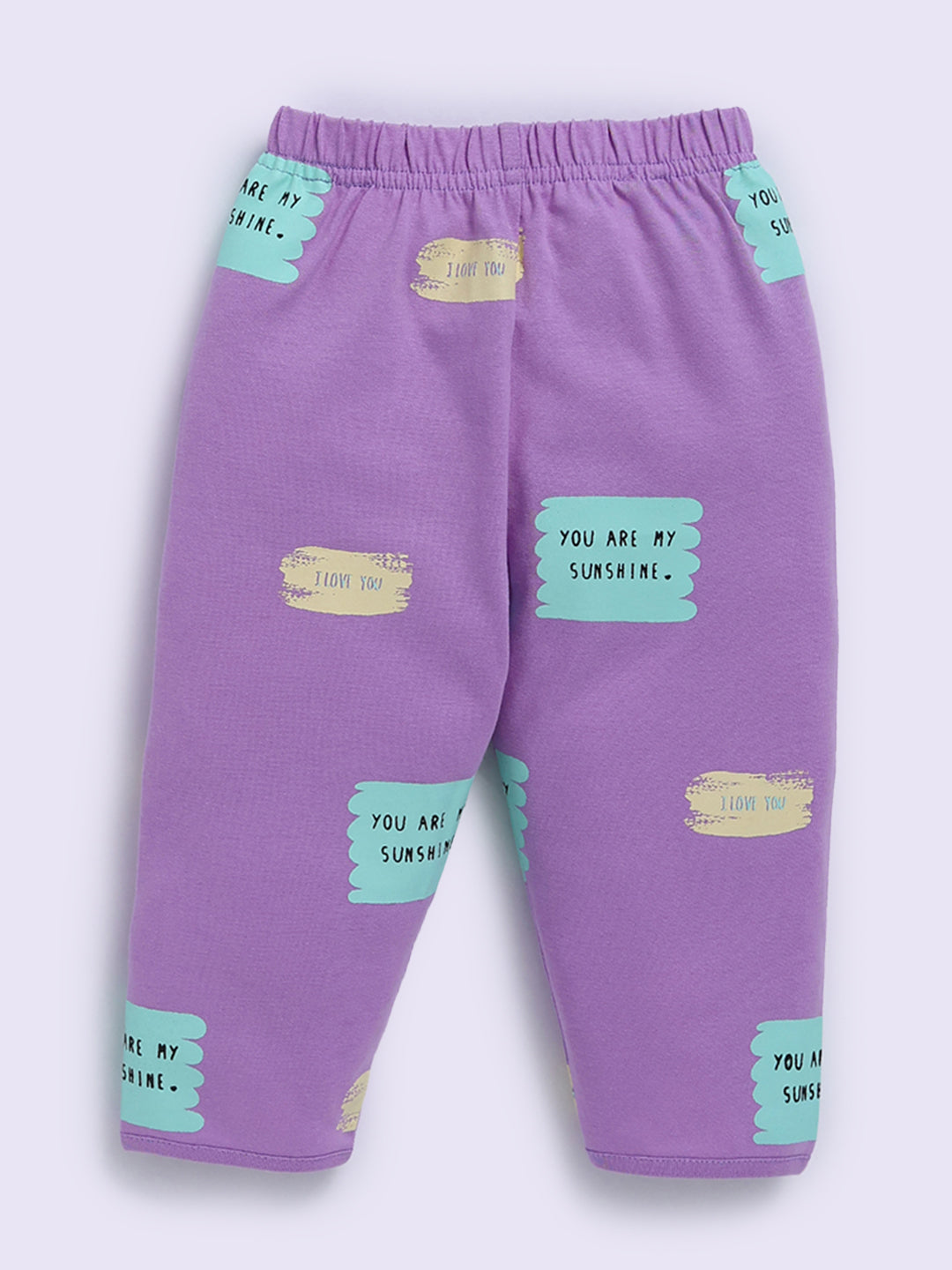 Purple Cotton Typography Full Sleeve Night Suit