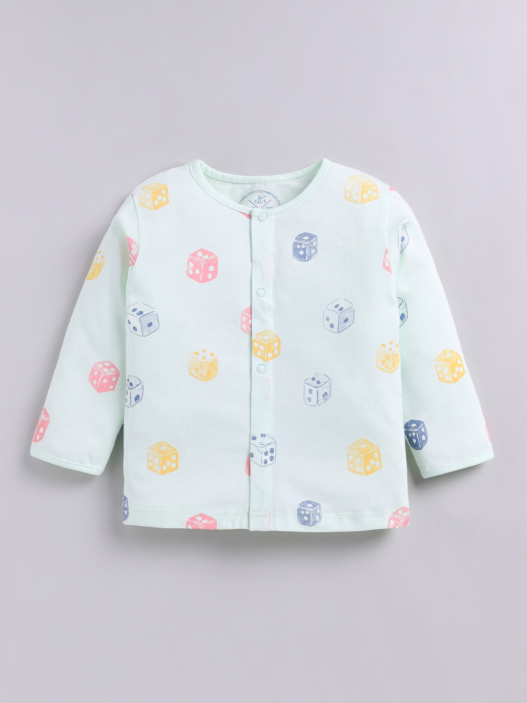 Sea Green Graphic Cotton Full Sleeve Night Suit