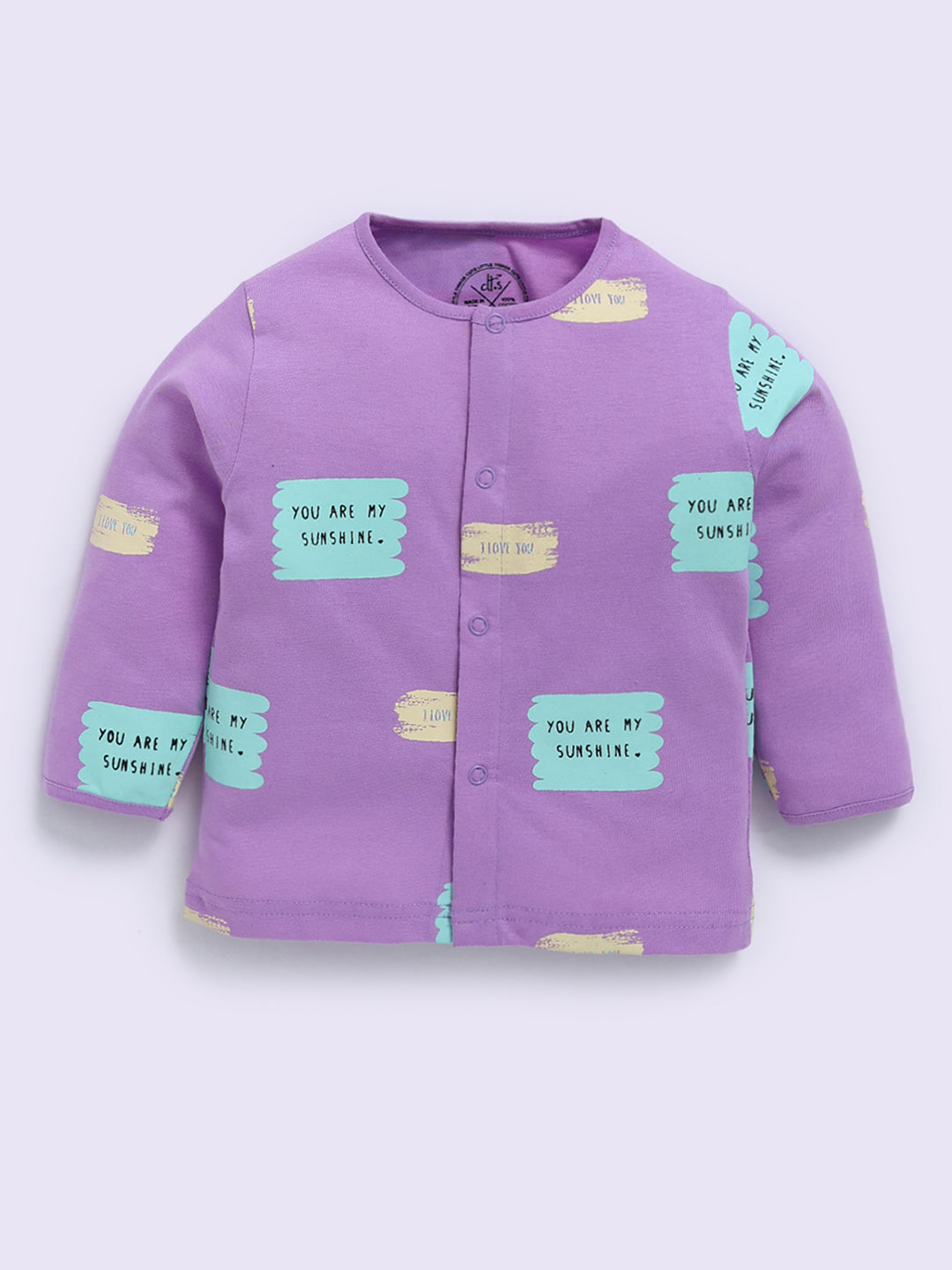Purple Cotton Typography Full Sleeve Night Suit