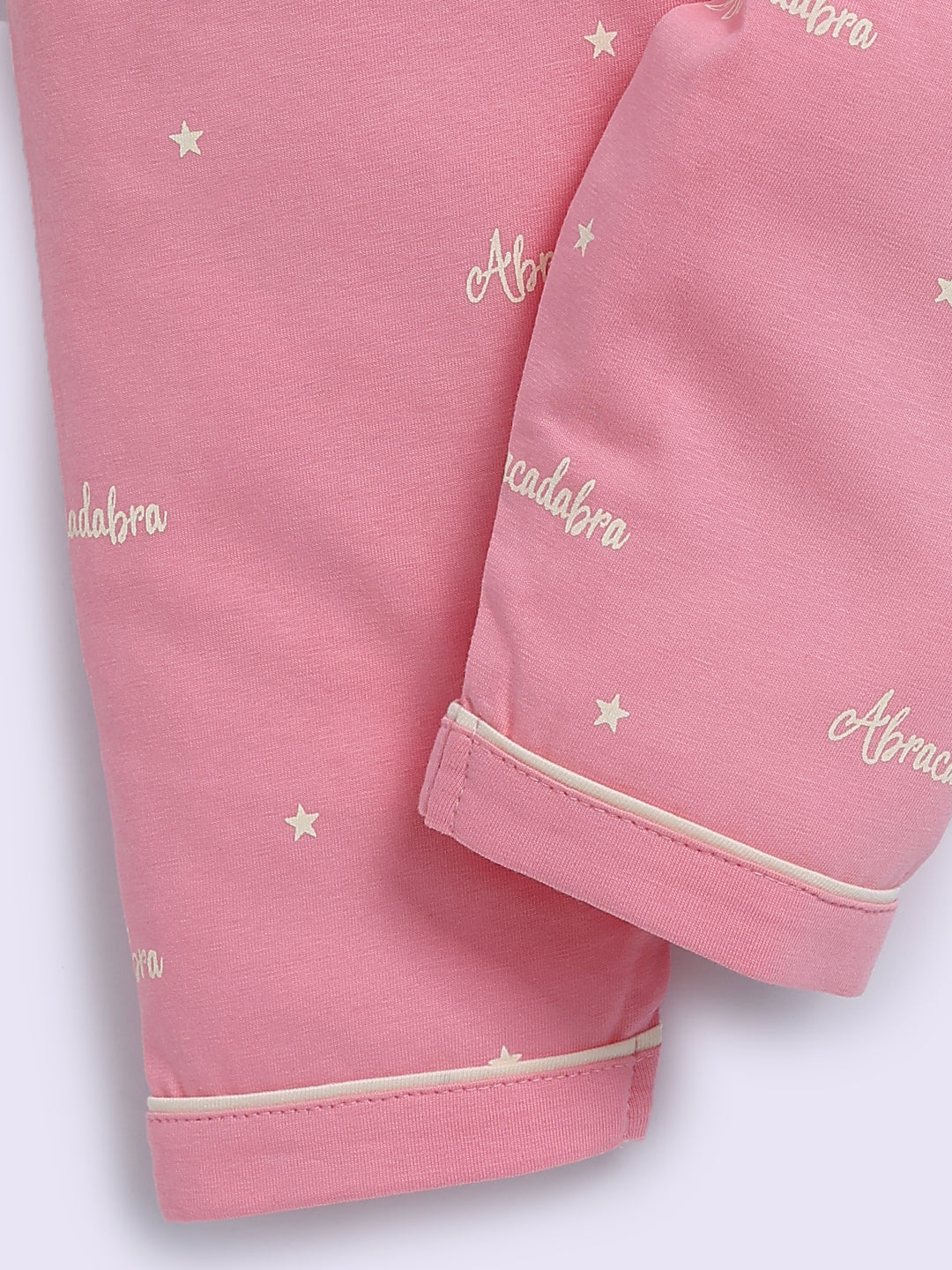 Pink Cotton Typography Full Sleeve Night Suit