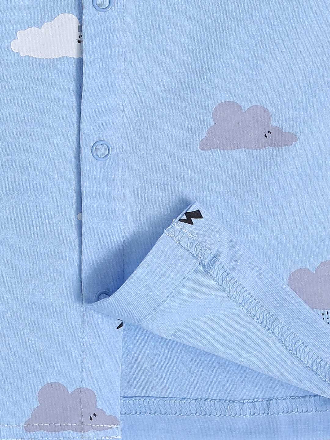 'Clouds' Blue Cotton Full Sleeve Night Suit