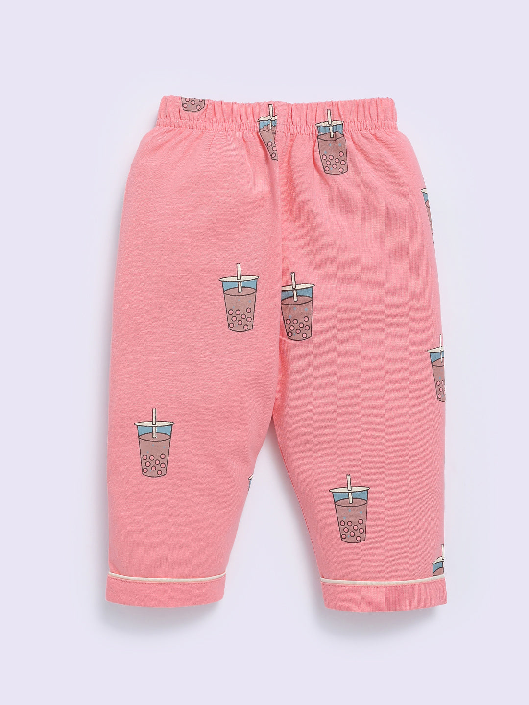 Pink Cotton Typography Full Sleeve Night Suit