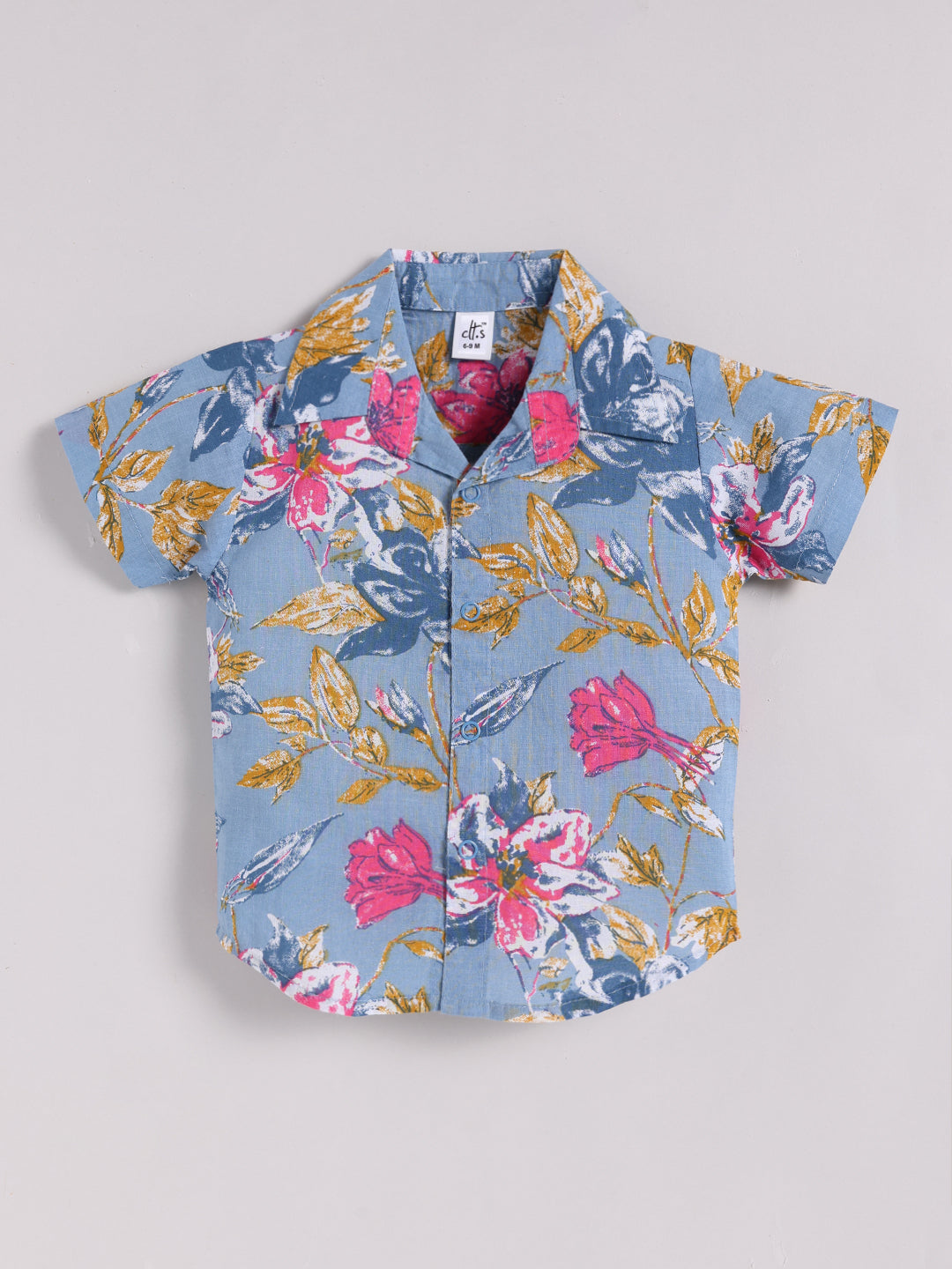 Blue Cotton Floral Half Sleeve Co-ord Set