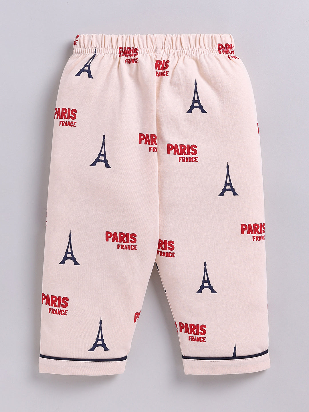 Beige Typography Cotton Full Sleeve Night Suit