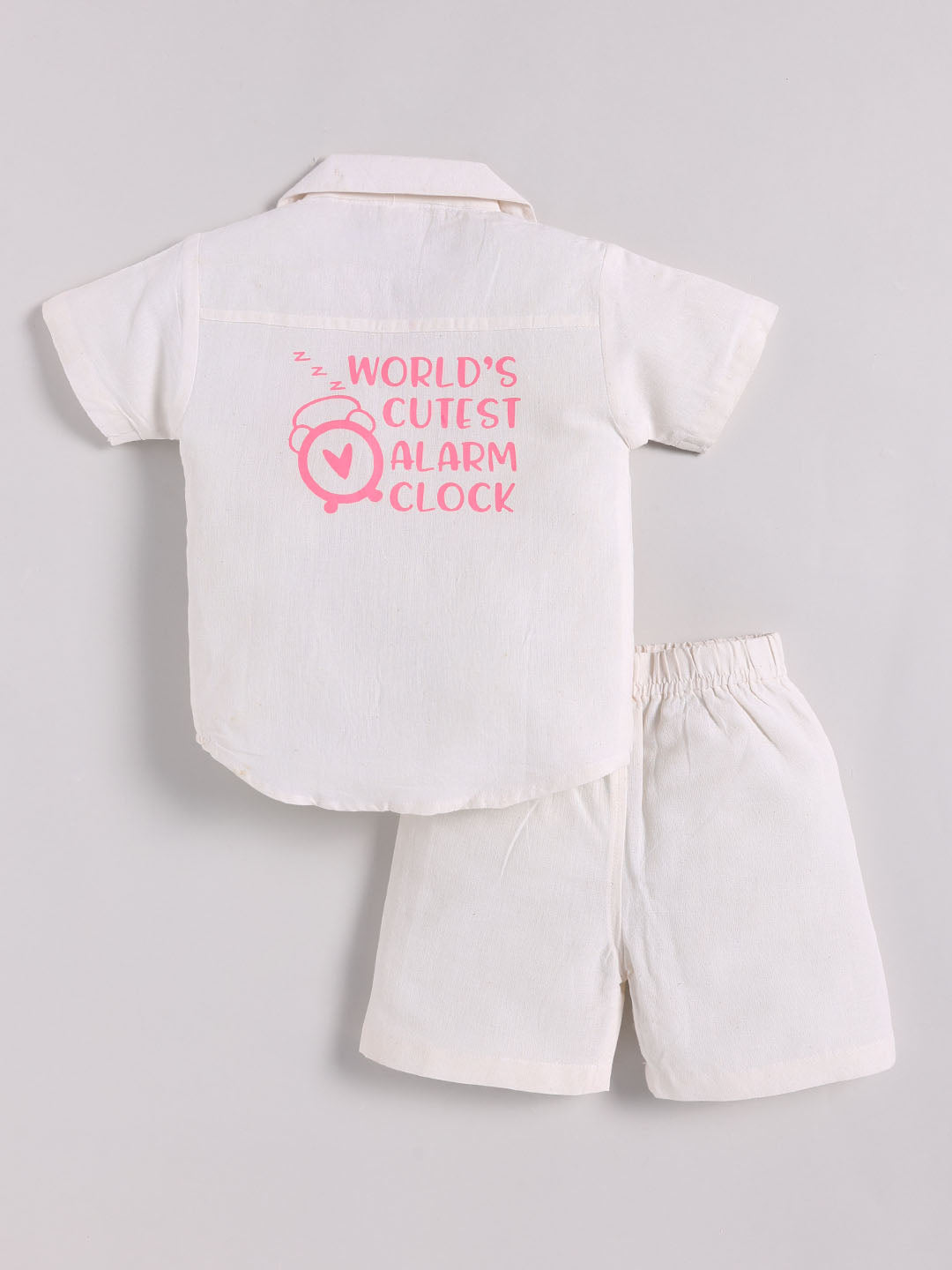 Off White Cotton Typography Co-ord Set Half Sleeve