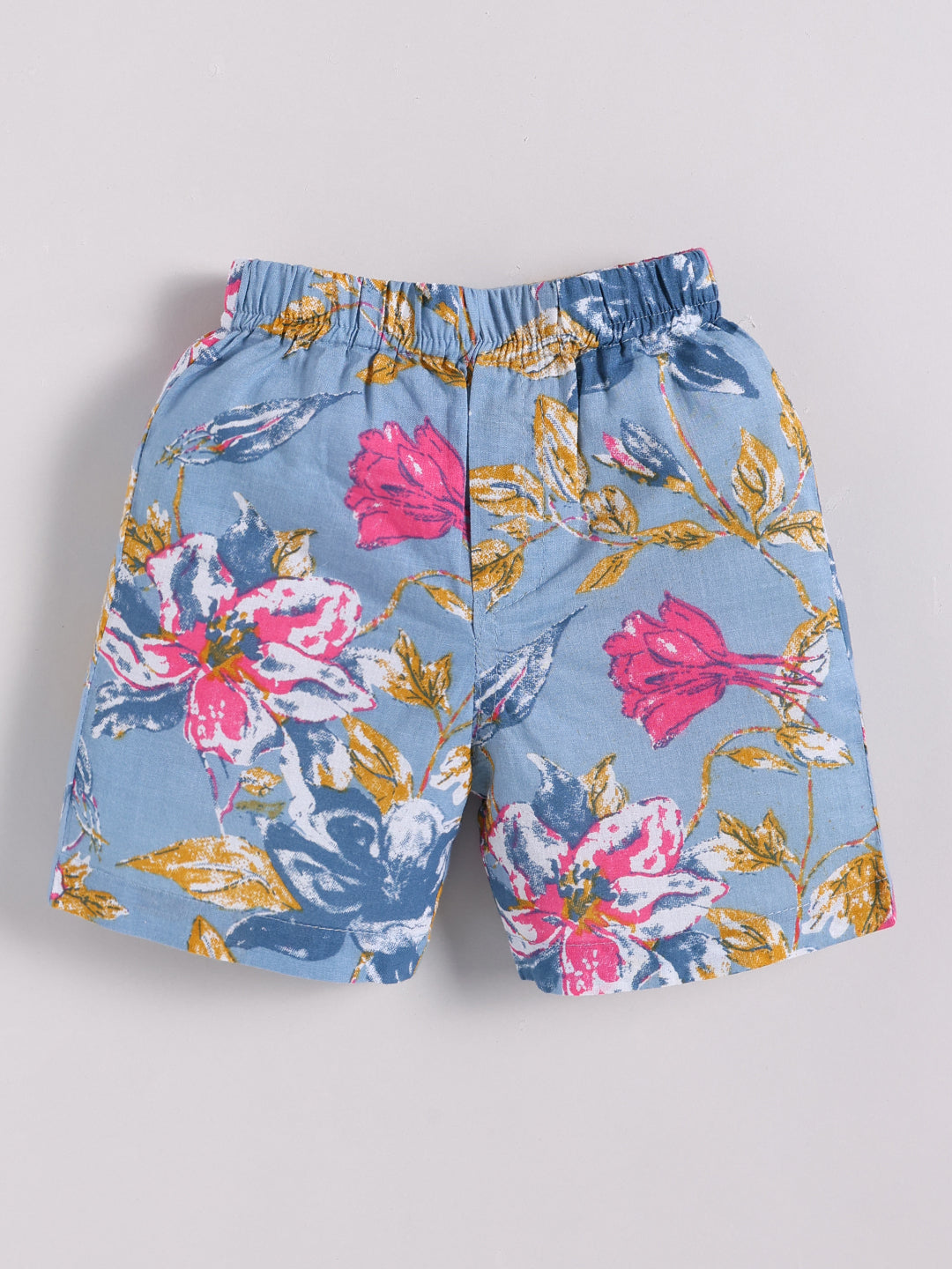 Blue Cotton Floral Half Sleeve Co-ord Set