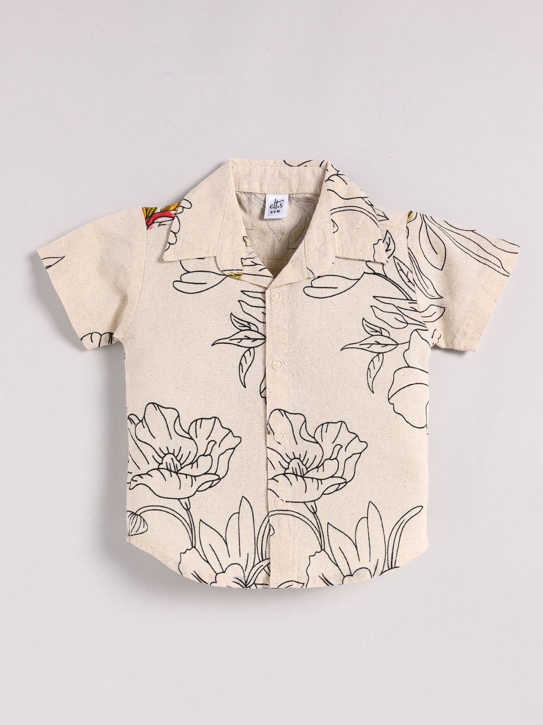 Cream Cotton Floral Half Sleeve Co-ord Set