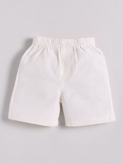 Off White Cotton Typography Co-ord Set Half Sleeve