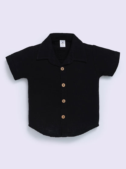 Black Cotton Solid Half Sleeve Co-ord Set
